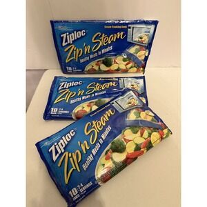 (30) Ziploc Zip 'N Steam Medium Microwave Cooking Bags Lot Of (3) New 10 Packs